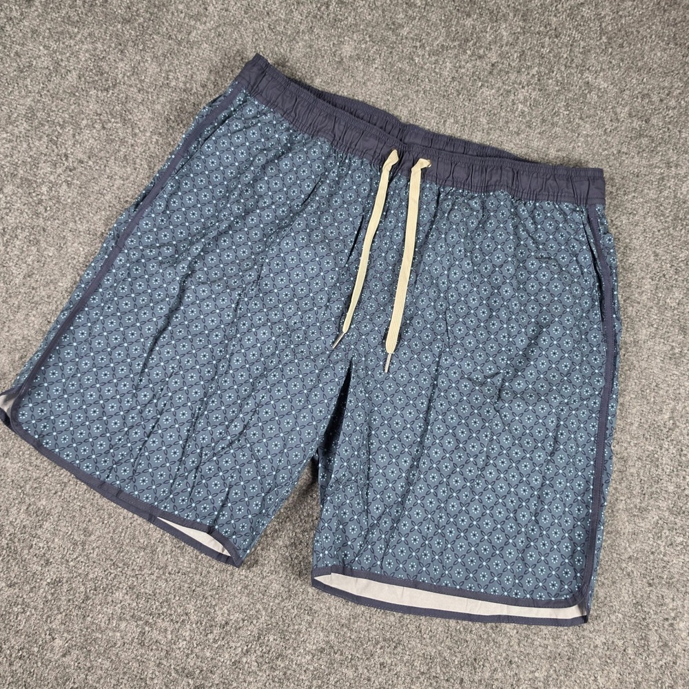 Fair Harbor Anchor Swim Trunks Men XXL Blue Geometric Recycled Stretch Shorts